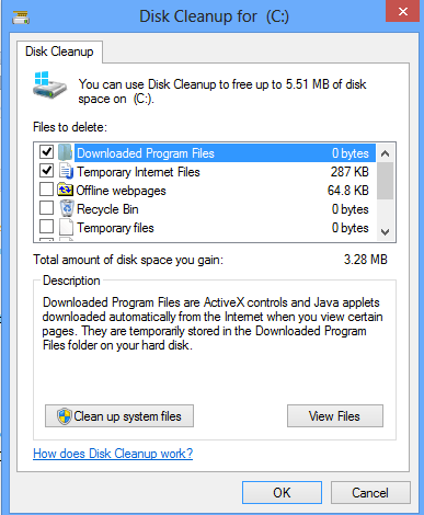 pulizia del disco di Windows 8