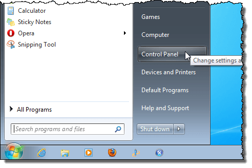 Apertura del Pannello di controllo in Windows 7