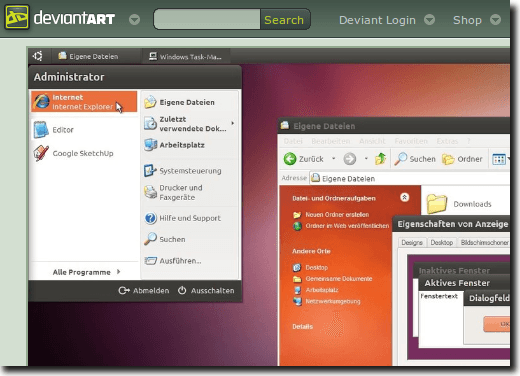 Pagina di Deviantart di tema di luce di Ubuntu