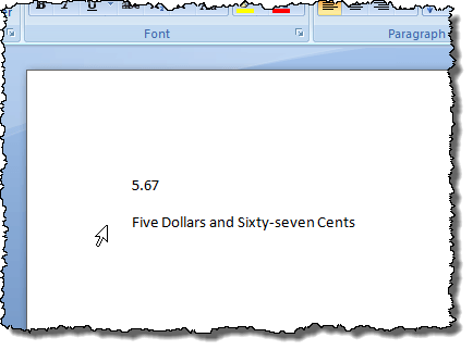 Spelled out number inserted into Word document