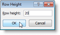 Row Height dialog box