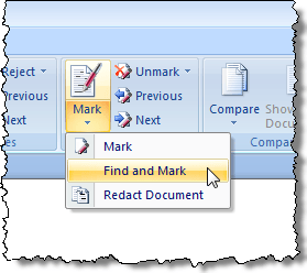 Selecting the Find and Mark option