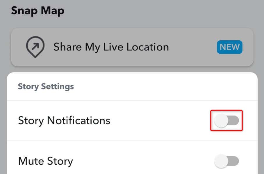 Come disattivare le notifiche delle storie per un utente specifico sull'immagine Snapchat