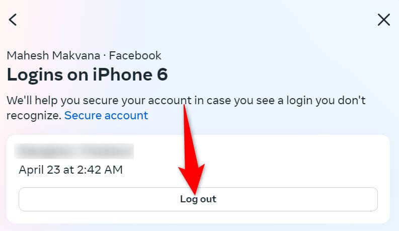 Usa il sito desktop di Facebook per uscire dal tuo account sul tuo telefono image