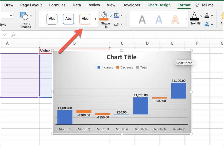 Come creare un grafico a cascata nell'immagine di Microsoft Excel 3
