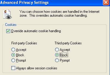 disattivare i cookie