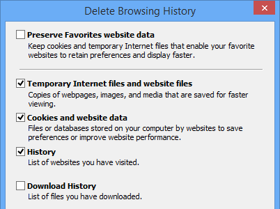 Cancellare la cronologia del browser