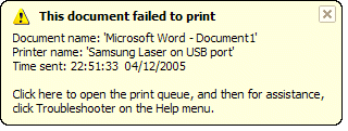 documento non è riuscito a stampare