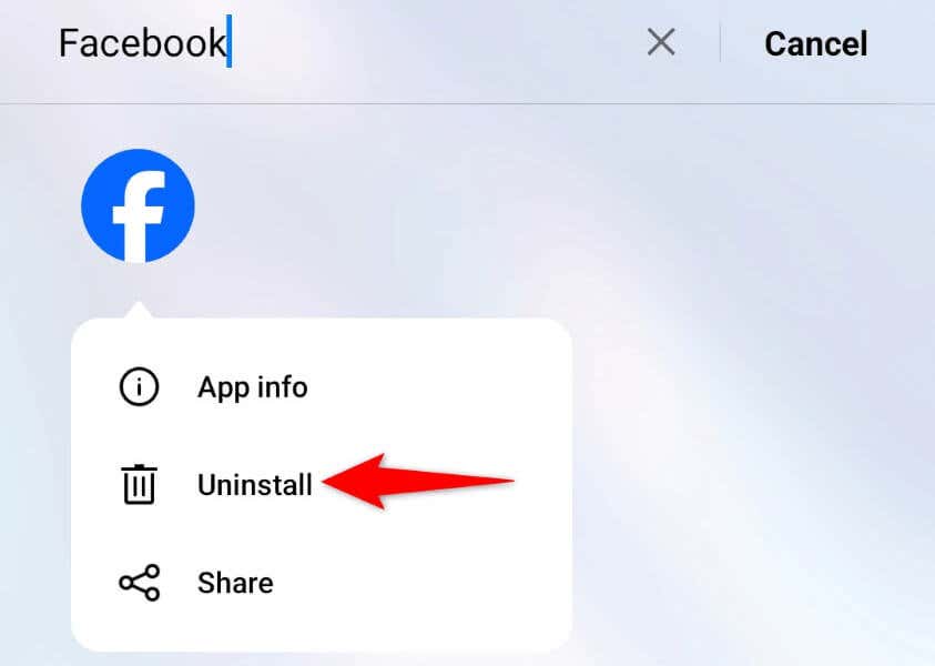 Disinstalla e reinstalla Facebook sull'immagine del tuo smartphone