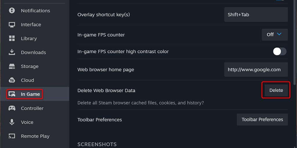 Rimuovi l'immagine dei dati del browser Web di Steam