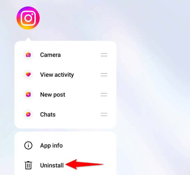 Rimuovi e reinstalla Instagram sull'immagine del tuo telefono