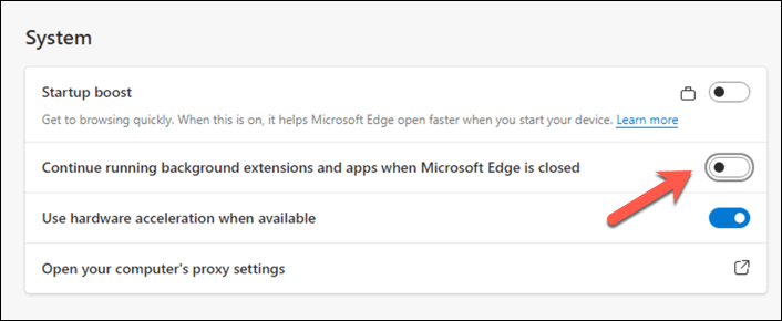 Come interrompere l'esecuzione di Microsoft Edge in background quando è chiuso immagine 5