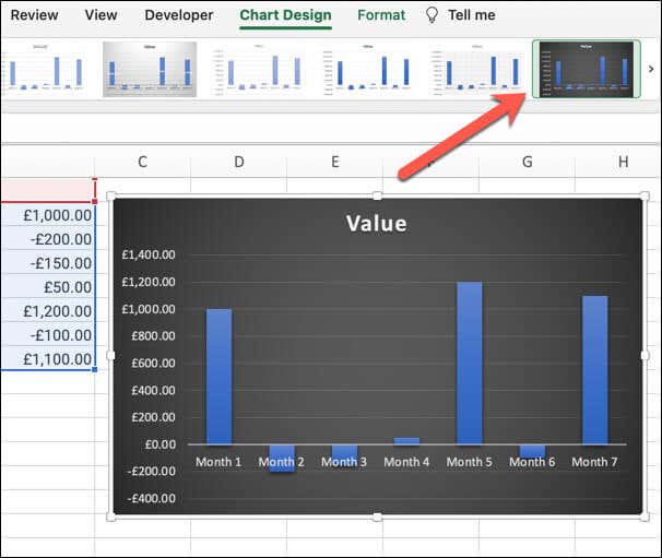 Come creare un grafico a cascata nell'immagine di Microsoft Excel 7